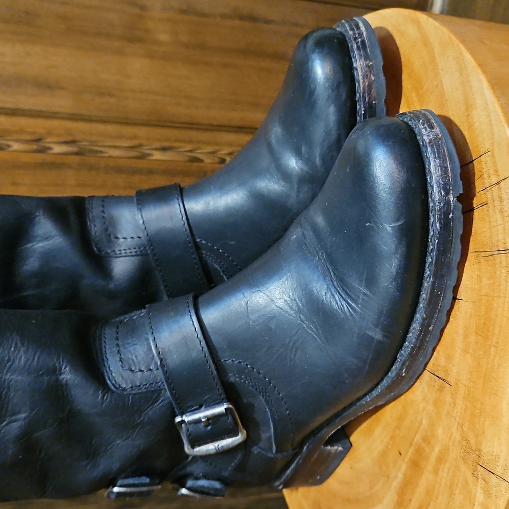 Frye Boots Veronica Back Zipper Buckles Black 7.5 M - Picture 2 of 16
